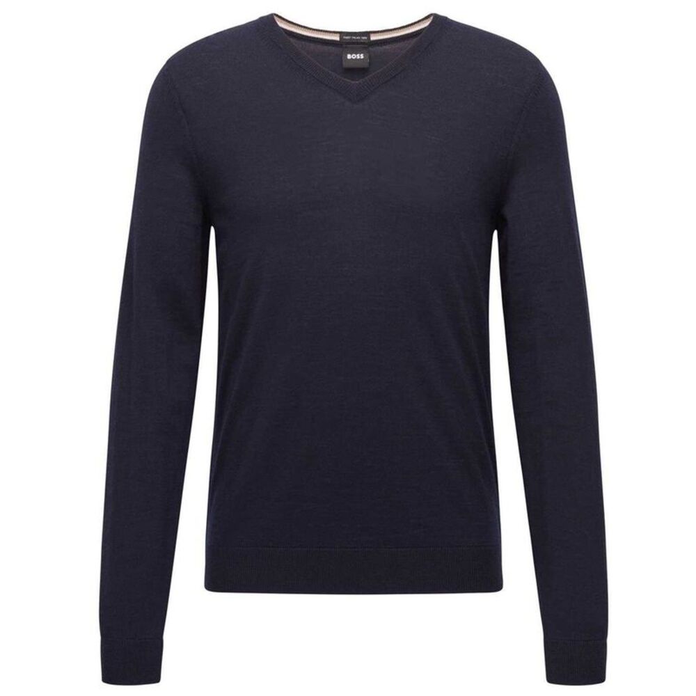 Boss Mens Knitted Regular Formal Pullover / Dark Blue